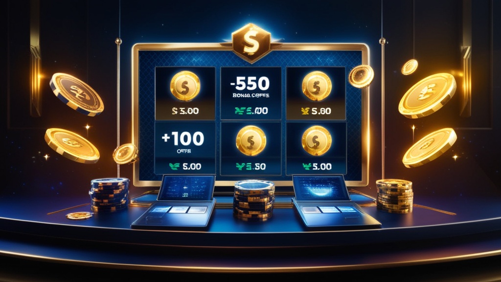 Vergleich verschiedener Bonusangebote auf dunklem Casino-Display